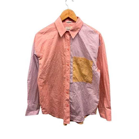 Abercrombie & Fitch Oversized Color Block Button-Down Shirt Women's Size S - Picture 1 of 10